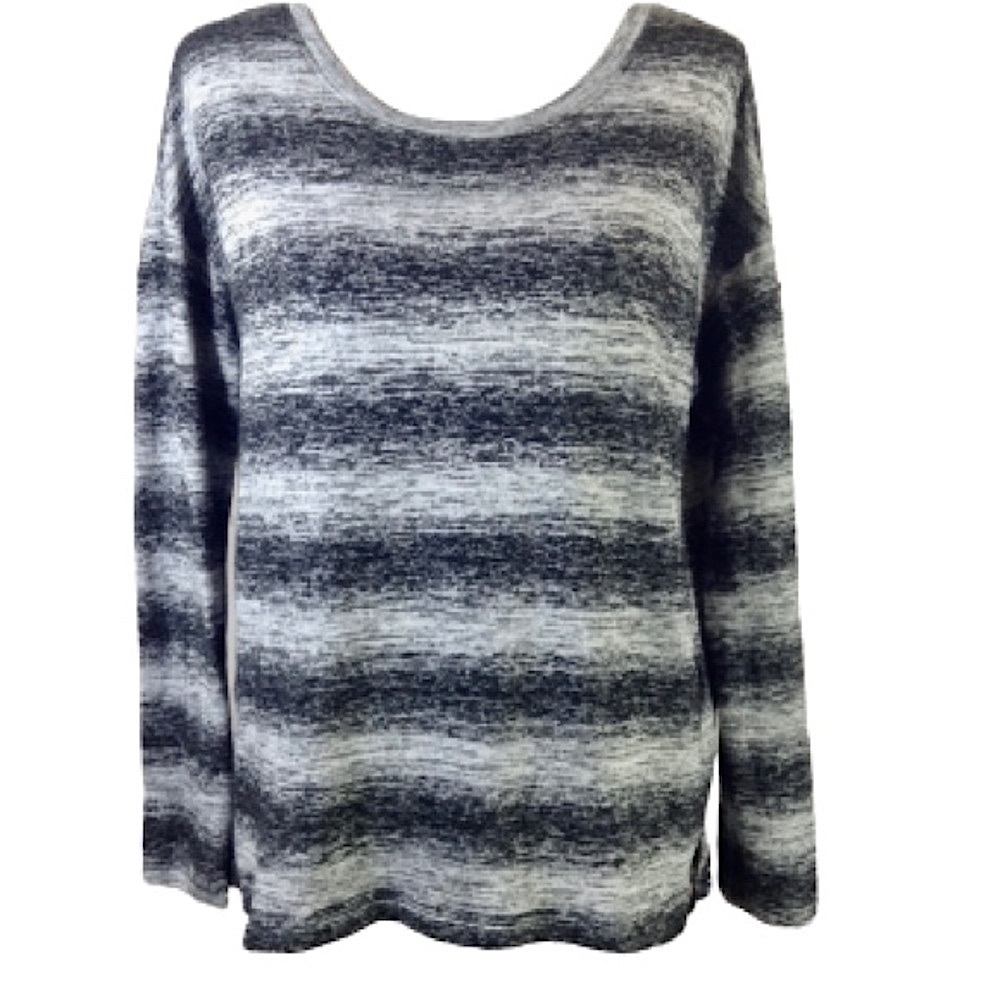 Banana Republic Black Gray Striped Crewneck Sweater Size Small
